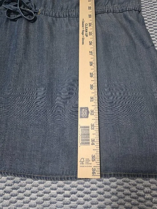 GLAM American Made Tencel Soft Denim Drawstring Waist Dress 3/4 Sleeves Size M - Picture 7 of 8
